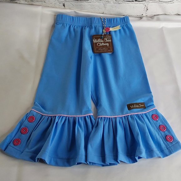 MATILDA JANE RUFFLE PANTS 'OPEN-AIR BIG-RUFFLE' W/BUTTON BOTTOM PULL-ON